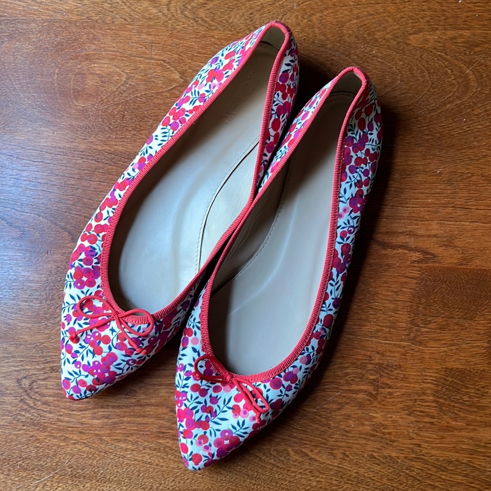 J. Crew Red Floral Gemma Flats in Floral Liberty